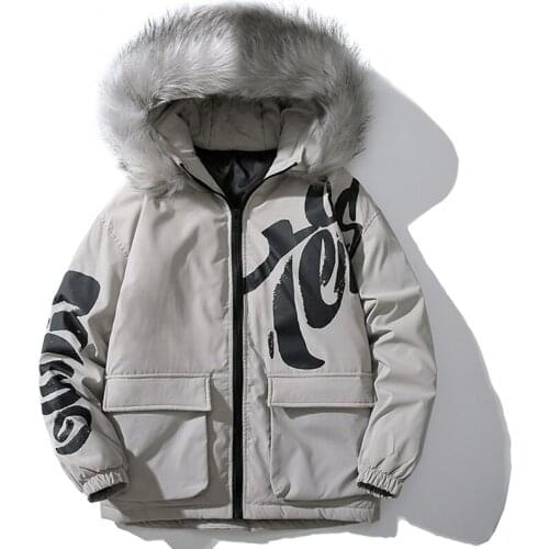 Fashion Winter Down Jacket Men Fur Collar Thicken Warm 90% White Duck Down Coat Men Hooded Loose Puffer Jacket Men Outwear