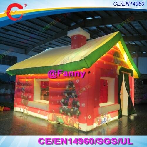 Inflatable christmas house/led lighted inflatable christmas santa grotto /christmas santa claus cabin tent,free air ship to door