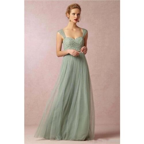Backless Cheap Bridesmaid Dresses Under 50 A-line Sweetheart Tulle Lace Long Wedding Party Dresses