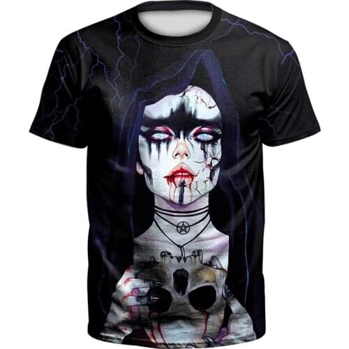 New horror thriller ghost witch Cosplay Halloween costume costume horror short-sleeved T-shirt sleeve anime cartoon unisex