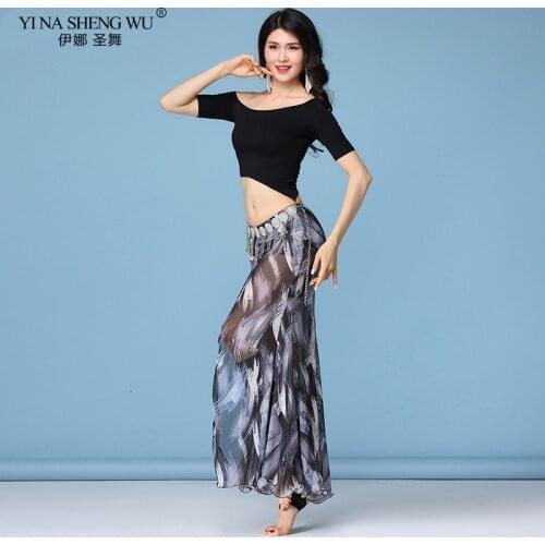 New Female belly clothing costume For Belly Dancing Sexy Circular Collar Of The Top Long Skirt Dance Practice Clothes 2pcs Set
