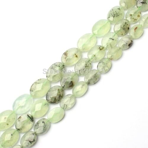 High Quality 10x14.12x16.13x18mm Natural Prehnites Stone Faceted Oval Necklace Bracelet Jewelry Gem Loose Beads 15 Inch wj98