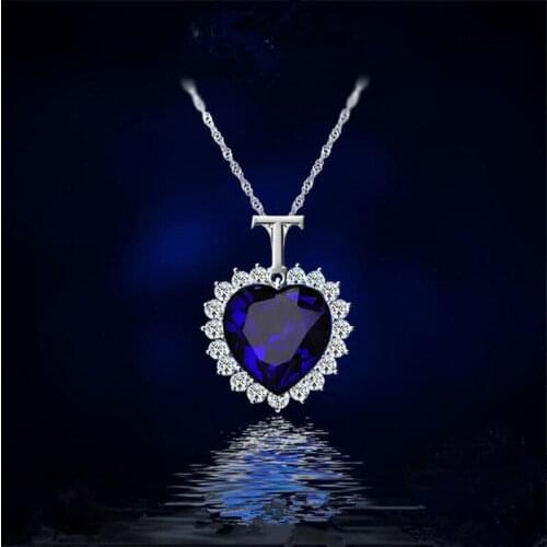 The Heart of the Ocean Blue Crystal Pendant Necklace Jewelry Valentines day Gift for Her