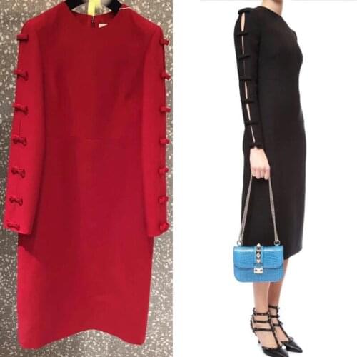 Long New sleeve bow in long sleeves dress