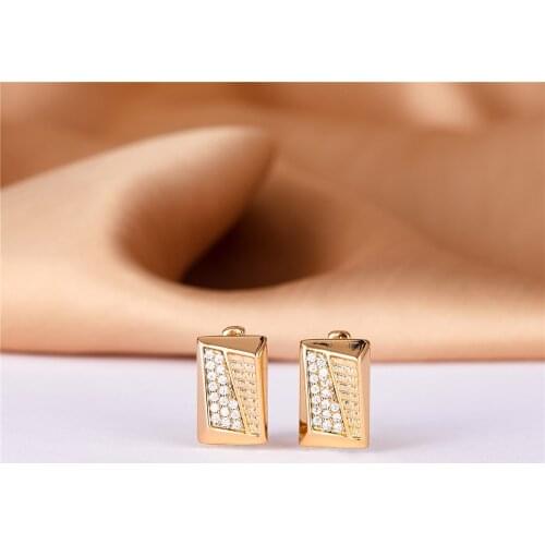 Jennifer New Block Earrings 585 Rose Gold Women Romantic Fashion Jewelry White Round Natural copper Ear