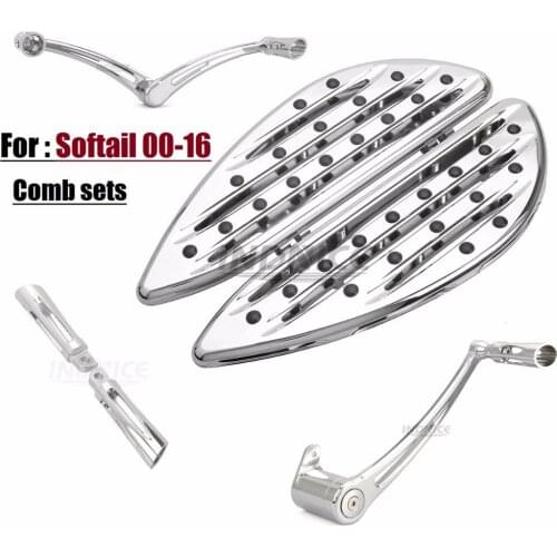Softail slim rider footboards chromed passenger footrest brake lever + Heel Toe Shift Lever for harley softail fatboy 2000-2016
