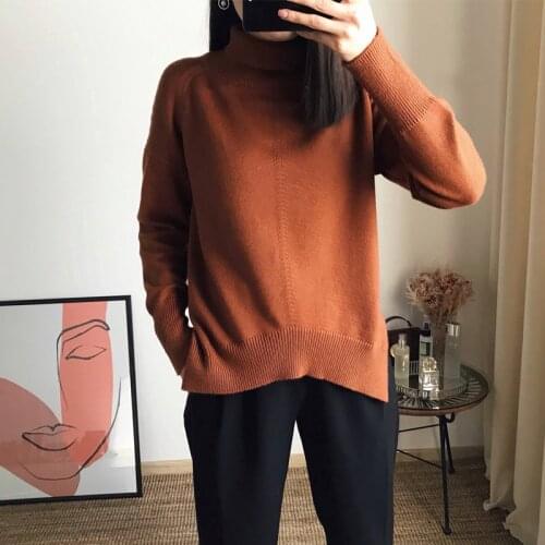 Autumn and winter sweater female loose turtleneck cashmere sweater knit bottom