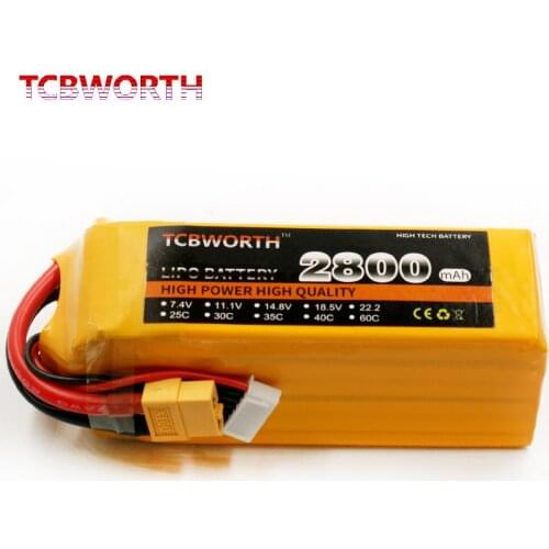 TCBWORTH Batteries 6S 22.2V 2800mAh 60C Max 120C RC Helicopter LiPo Battery For RC Airplane Quadrotor Drone Car Boat Aircraft