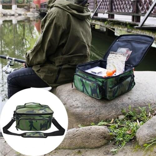 Cloth Fishing Bag Adjustable Damp-proof Camouflage One-shoulder Fishing Storage Bag for Picnic Camouflage Loaded Bag