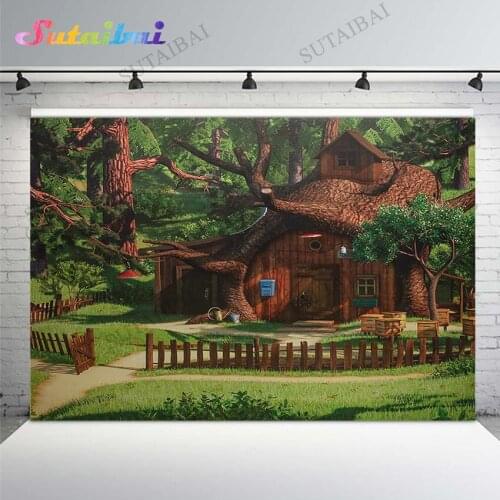 Forest Tree Hole House Photo Background Photography Booth Child Cartoon Backdrop Decorations Vinyl Studio Photographic Backdrops