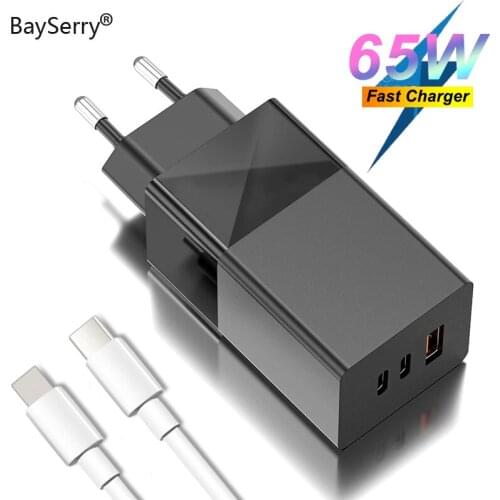 BaySerry 65W GaN Charger USB Type C PD Quick Charge 4.0 3.0 Portable Fast Charger For iPhone 12 Pro Samsung Xiaomi Laptop Tablet
