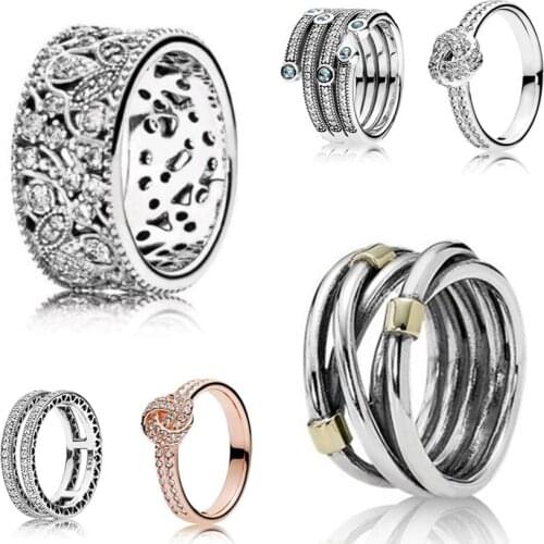 925 Sterling Silver Ring Vintage Golden Braided Ring For Women Engagement Wedding Gift Fashion Jewelry
