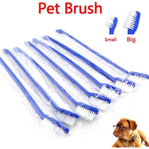 1Pc Dog dual-end toothbrush pet oral dental brush helps reduce plaque Super Soft Pet Dog Brush Bad Breath Tartar Teeth Tool