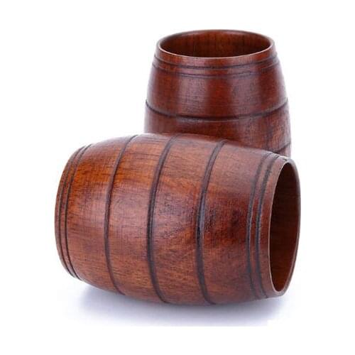 10pcs/lot Wooden Belly Beer Cup Wood Carved Classical Tea Cup Eco-Friendly Drinkware Kitchen Bar Accessories SL4236