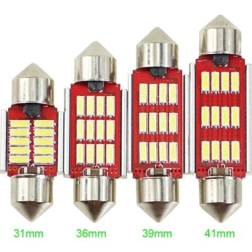 10Pcs 31mm 36mm 39mm 41mm LED Bulb C5W C10W Super Bright 3014 SMD Canbus Error Free Auto Interior Doom Lamp Car Styling Light