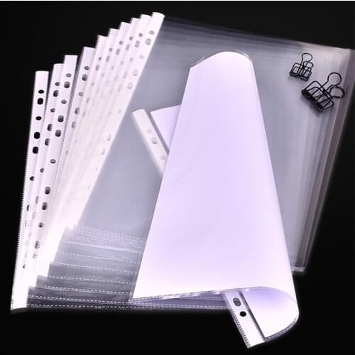 100pcs A4 Transparent Plastic Punched Pockets Folders Filing Thin 11Holes Loose Leaf File Storage Documents Sheet Protectors