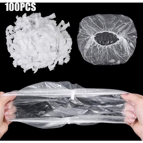 100PC Durable Food Storage Covers for Bowls Shower Cap Elastic Plate Reusable Lid Covers Vacuum Bags for Kitchen Food Fresh Seal