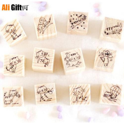 Hot Selling Newest 2021 DIY Matchbox Seal Cute Little Cat Wooden Seal Hand Ledger Diary Seal Clear Stamps and Dies