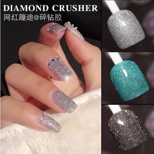 2021 New Arrivals Nail Gel Explosive Flash Drill Nail Gum Popular Colors Silver Sequins Color Coat Soak-off UV&LED Nail Gels