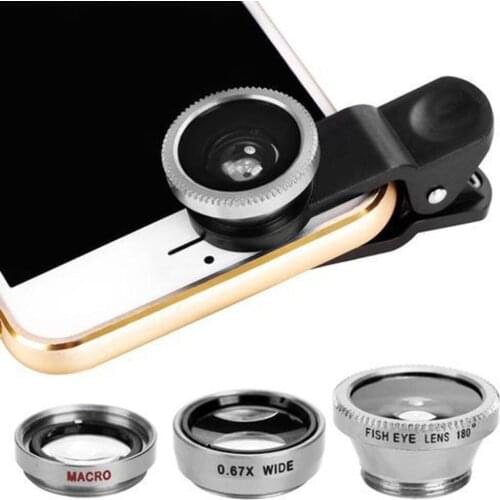 3 in 1 Mobile Phone Camera Fish Eye Macro Super Wide Angle Lens Kit with Clip