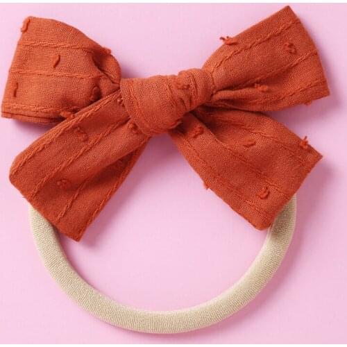 34 PCS/LOT, Cotton Jacquard Fabric Bow Hair Clips, Hand Tied Bow Nylon Headbands, Baby Girls Hair Accessories Birthday Gift