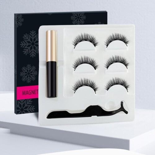 5 Magnetic-Magnet Eyelashes Magnetic Eyeliner False Eyelash Tweezers Three Pair Set