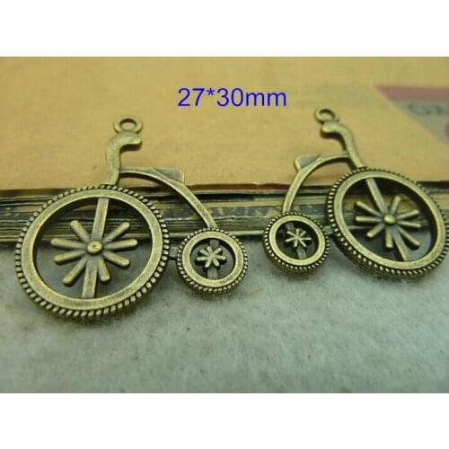 60 Double Sided Bike Charms Antique Bronze Steampunk Jewelry Supplies 27*30mm - Free Shipping