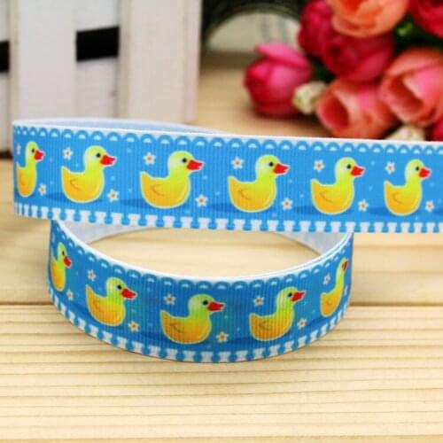 7/8'' Free shipping duck printed grosgrain ribbon hair bow headwear party decoration wholesale OEM 22mm H5343