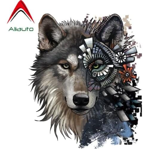 Aliauto Personalized Mechanical Wolf Head Car Sticker Funny Auto Decorative PVC Decal ,13CM*15CM