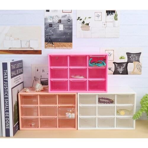 1pcs 9 Grid Drawer Type Storage Case Box Holder Container 3 Layer Holder Student Office Stationery Storage Shelf Desktop Storage