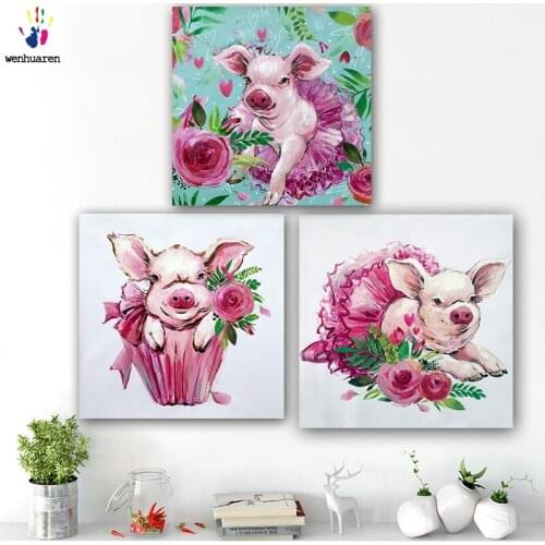 DIY colorings pictures by numbers with colors Cute little piggy picture drawing painting by numbers framed Home