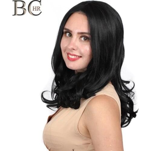 BCHR Long Wavy Lace Front Wigs Natural Black Synthetic Wigs For Women Heat Resistant Fiber Free Shipping