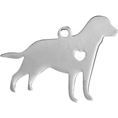 DoreenBeads Fashion 304 Stainless Steel Pet Silhouette Pendants Animal Silver Color Hollow Heart DIY Charms,1 PC