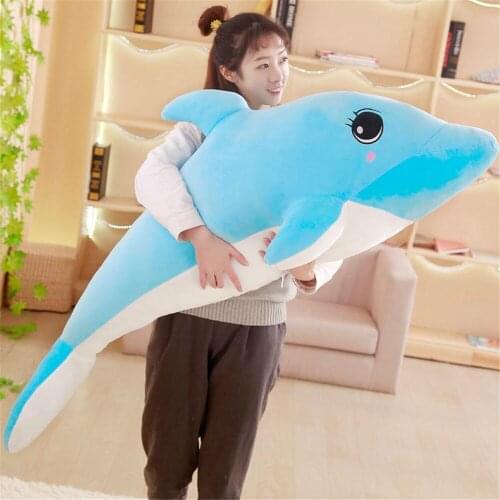 Fancytrader Big Anime Pink Blue Dolphin Plush Toys for Kids Stuffed Soft Animals Cartoon Dolphin Doll 130cm/100cm/80cm