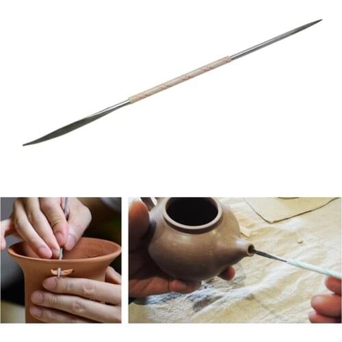 Pottery Digging Spout Knife Steel Needle Punching and Cutting Mud DIY Ceramic Sculpture Repair Rough Engraving Modeling Tool