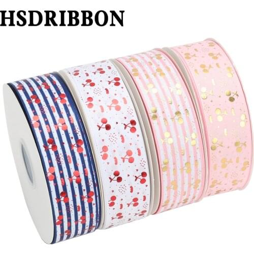 HSDRIBBON Free Shipping 38mm 1-1/2inch hsd-design custom Cherry hologram Series on Grosgrain Ribbon
