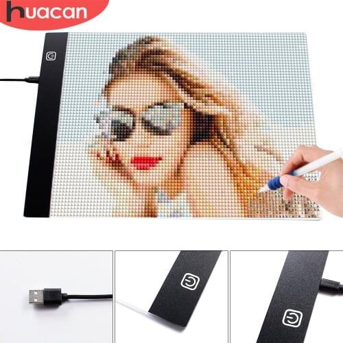 HUACAN Diamond Painting A4 LED Light Tablet Pad Diamond Mosaic Accessories Three Level Dimmable Ultrathin