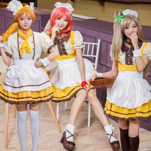 Love Live Teatime Series All Member Pastry Chef Maid Cosplay Costume Nozomi Hanayo Umi Maki Kotori Nico Rin Women Costume Dress