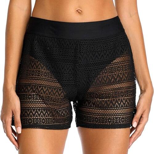 Swimwear Underwear Summer Women High Waisted Bikini 2021 Swim Shorts Lace Board Shorts Swimsuit Bottom Quick Dry Panties New