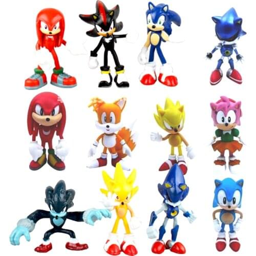 Set Sonic figure Tails Werehog Action Figures Knuckles doll Dr. Eggman Cartoon Figurines Collectible Dolls Kids Hedgehog Toy
