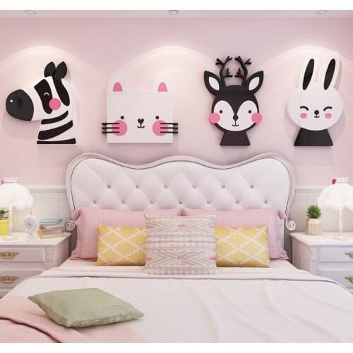 WS33 Cartoon animal wall paste 3d three-dimensional childrens room layout bedroom bedside wall sticker acrylic wall sticker