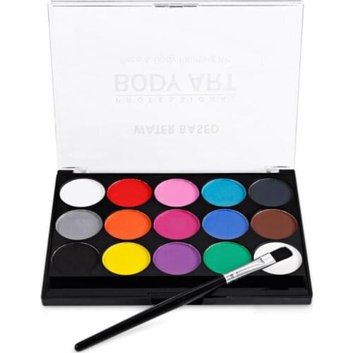 15 Colors Non Toxic Face Painting Body Makeup Safe Water Paint Oil With Brush Christmas Halloween Party Tools