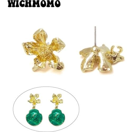 New 18*16mm 6pieces High Quality Zinc Alloy Peach Flowers Earring Base Connectors Linkers for DIY Earring Jewelry Accessories