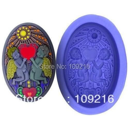 Wholesale!!1pcs Love Twin Angel (R1126) Silicone Handmade Soap Mold Crafts DIY Mold