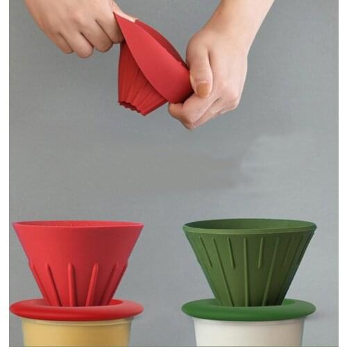 Rainbow Sugar Color V60 Coffee Drip Filter Cup Barista Silica Reversible Foldable Outdoors 1-2 People Coffee Dripper Filter Cup