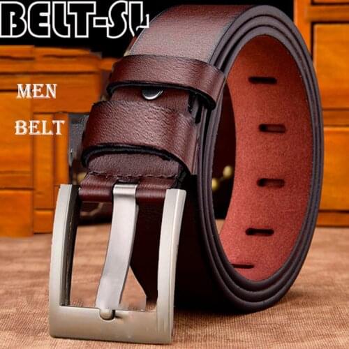 Cowhide Leather Belts Men Pin Buckle Jeans Belt Male Brown Two Sides Color Belt Ceinture Homme 2021 New Sale