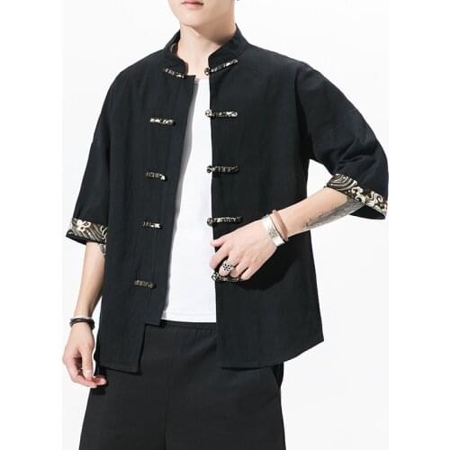 Chinese Traditional Style Half Sleeve Vintage Shirt Men Fashion Hip Hop Streetwear for Male Shirt Short Sleeve Blouse Shirts 5Xl