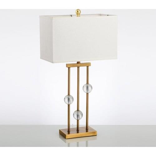 SGROW American Simple Crystal Luminaria de mesa for Living Room Study Lamps Bedroom Bedside Table Lamp Art Deco Lighting Fixture