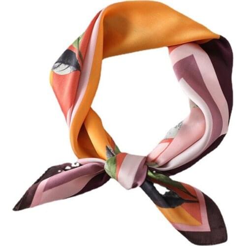 Yishine New 70*70cm Polyester Silk Flower Print Women Luxury Brand Scarf Bag Wraps