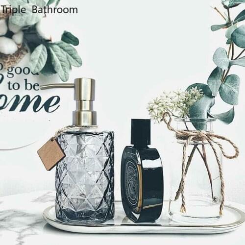 Light Luxury Glass Transparent Kitchen Lotion Bottle Shampoo Shower Gel Dispensing Bottle Bathroom Accessories Liquid Container